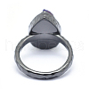 Electroplate Natural Druzy Quartz Crystal Finger Rings RJEW-I055-08B-RS-3