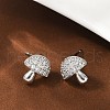 Mushroom Brass Micro Pave Clear Cubic Zirconia Stud Earrings EJEW-F895-17P-1
