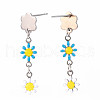 Enamel Flower Long Dangle Stud Earrings EJEW-N049-04A-3