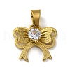 304 Stainless Steel Cubic Zirconia Pendants STAS-U018-01G-1