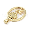 Rack Plating Brass Pave Shell Pendants KK-Z064-28G-010-2
