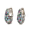 Oval Brass Micro Pave Colorful Cubic Zirconia Hoop Earrings EJEW-S277-10P-B-4