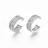 Brass Micro Pave Clear Cubic Zirconia Cuff Earrings EJEW-R114-025P-NF-3