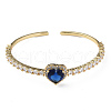 Cubic Zirconia Heart Open Cuff Bangle BJEW-N012-031B-2