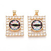 Brass Micro Pave Clear Cubic Zirconia Pendants for Women KK-T070-91A-05-1