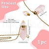 SUPERFINDINGS 1Pc Natural Rose Quartz Faceted Hexagonal Prism Perfume Bottle Pendant Necklaces NJEW-FH0001-17G-01-2