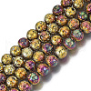 Electroplated Natural Lava Rock Beads Strands G-S352-30C-M-3