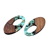 Transparent Resin and Walnut Wood Pendants RESI-T057-02J-3