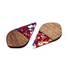 Transparent Resin and Walnut Wood Pendants RESI-T057-06F-3