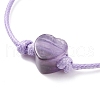 Natural Amethyst Heart Braided Cord Bracelet BJEW-JB07685-05-4