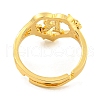 Heart with Letter & Flower Rack Plating Brass Adjustable Rings for Women RJEW-I105-05G-R-3