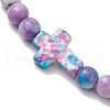 4Pcs Synthetic Ocean White Jade Beads Stretch Bracelets for Women Men BJEW-JB11300-4