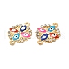 Colorful Evil Eye Alloy Enamel Connector Charms FIND-H039-62KCG-3