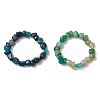 2Pcs Natural Agate Nuggets Beaded Stretch Bracelets for Men Women BJEW-JB11957-2