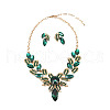 Leaf Alloy Glass Jewelry Sets for Women FS-WG27195-02-2