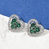 Heart Brass Micro Pave Cubic Zirconia Stud Earrings EJEW-M082-15P-2