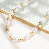 Brass & ABS Plastic Pearl Beaded Necklaces NJEW-Z059-08G-2