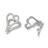 Clear Cubic Zirconia Heart Hoop Earrings EJEW-L292-003P-2