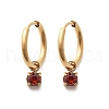 Ion Plating(IP) 304 Stainless Steel Micro Pave Cubic Zirconia Hoop Earrings STAS-R004-02G-01-4