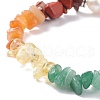 Mixed Gemstone Chips Beaded Stretch Bracelet with Natural Pearl BJEW-JB08166-01-5