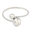 Rack Plating Brass Pave Clear Cubic Zirconia Round Ball Open Cuff Rings for Women BJEW-B110-04B-P-2