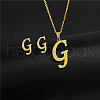 304 Stainless Steel Letter Pendant Necklaces & Stud Earrings Sets WG4BFDA-07-1