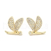 Rack Plating Brass Micro Pave Clear Cubic Zirconia Stud Earrings for Women EJEW-M260-17G-1