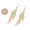 Nuggets Glass Seed Beaded Tassel Dangle Earrings EJEW-MZ00434-5