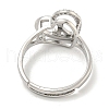 Heart with Letter Rack Plating Brass Micro Pave Cubic Zirconia Adjustable Rings for Women RJEW-I105-06P-X-3