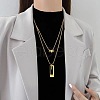 Rectangle & 3 Ring Stainless Steel Pendant Double Layer Necklaces for Women FS-WG0A6F5-01-3