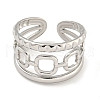Non-Tarnish 304 Stainless Steel Ssquare Chain Open Cuff Ring for Women RJEW-A043-28P-2