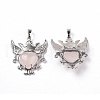 Natural Rose Quartz Pendants G-P496-04P-15-2
