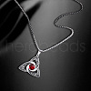 Viking Trinity Knot 304 Stainless Steel Red Cubic Zirconia Pendant Necklaces for Men FS-WG3DF62-01-1