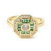 Octagon Real 18K Gold Plated Cuff Ring for Women Jewelry ZIRC-C021-02G-01-1