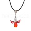 Angel Glass Sead Beaded Wing Pendant Necklaces NJEW-MZ00090-3