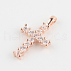 Cross Brass Micro Pave Cubic Zirconia Pendants ZIRC-P002-RG-1