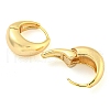 Oval Brass Huggie Hoop Earrings for Women EJEW-M255-02G-2