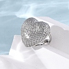 Brass Micro Pave Cubic Zirconia Adjustable Open Cuff Rings for Women RJEW-A072-02P-4