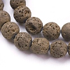 PVD Vacuum Plating Electroplated Natural Lava Rock Bead Strands G-E432-8mm-05-1