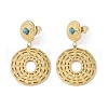 Natural Turquoise & 304 Stainless Steel Rope Disc Dangle Stud Earrings for Women EJEW-G390-05G-02-1