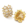 Brass Micro Pave Clear Cubic Zirconia Stud Earrings EJEW-B065-01G-2