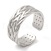 Non-Tarnish 304 Stainless Steel Textured Open Cuff Ring for Women RJEW-I098-34P-1