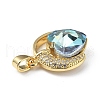 Real 18K Gold Plated Rack Plating Brass Micro Pave Clear Cubic Zirconia Pendants KK-C015-20G-11-2
