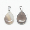 Teardrop Natural Grey Agate Pendants G-Q368-17-2