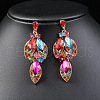 Flower Alloy Rhinestone Pendant Necklaces & Stud Dangle Earrings Sets WG73580-01-4