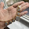 Religion Flat Round with Saint Benedict Pattern Brass Pendant Necklaces for Women FS-WG05AEE-01-4