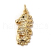 Sea Horse Rack Plating Brass Micro Pave Clear Cubic Zirconia Pendants KK-K377-34G-1