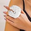 Lotus Leaf Alloy Open Cuff Rings for Women RJEW-S412-02AS-1