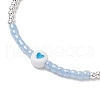 Brass Round Beads Braided Bead Bracelets for Women BJEW-JB11718-01-3