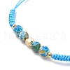 Natural Agate & Brass Clover Beaded Cord Bracelet BJEW-JB08366-5